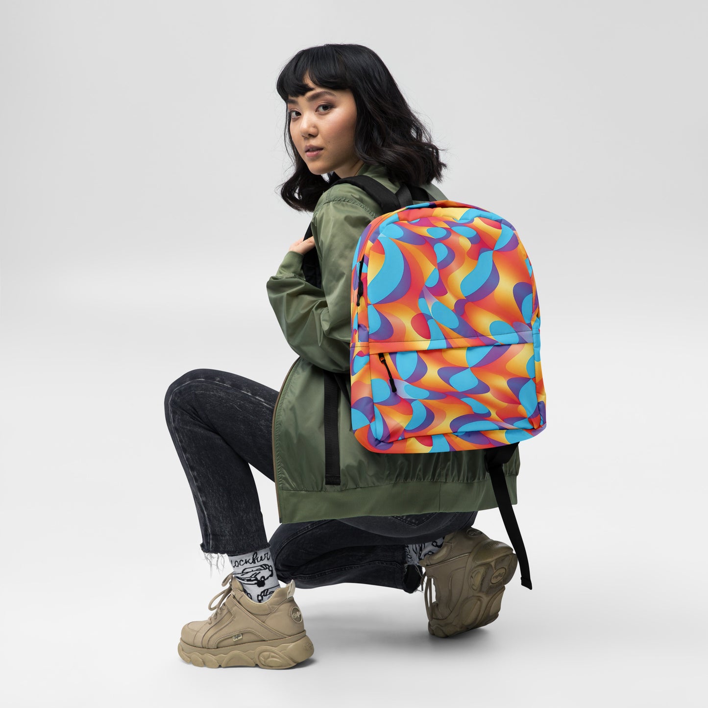 Playful Abstract Backpack for Raves and Festivals