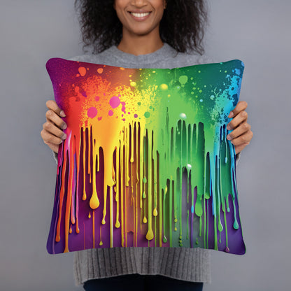 Abstract Paint Drip Pillow for Raves and Festivals