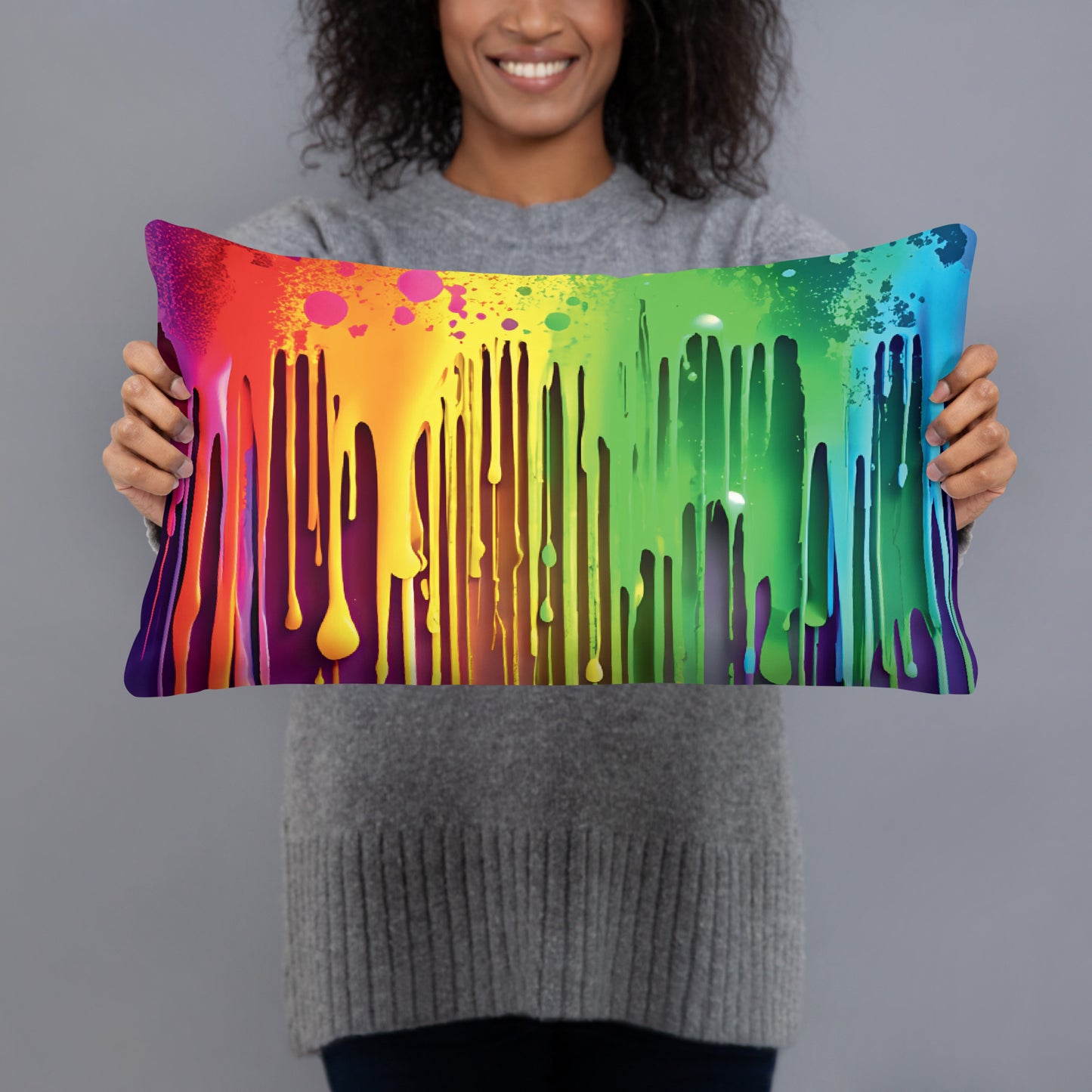 Abstract Paint Drip Pillow for Raves and Festivals