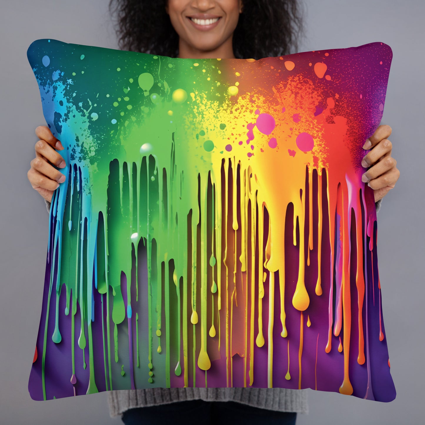 Abstract Paint Drip Pillow for Raves and Festivals