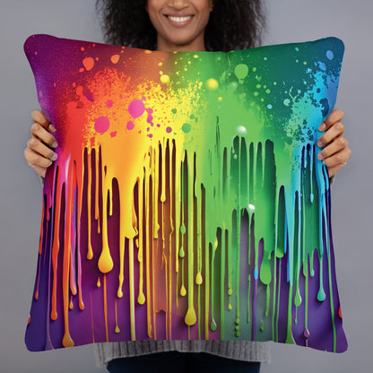 Abstract Paint Drip Pillow for Raves and Festivals