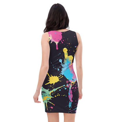 Vibrant Paint Splatter Bodycon Dress for Festivals