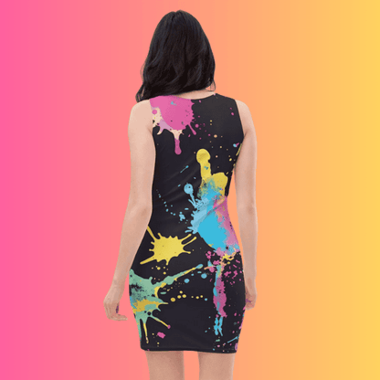 Vibrant Paint Splatter Bodycon Dress for Festivals and Raves