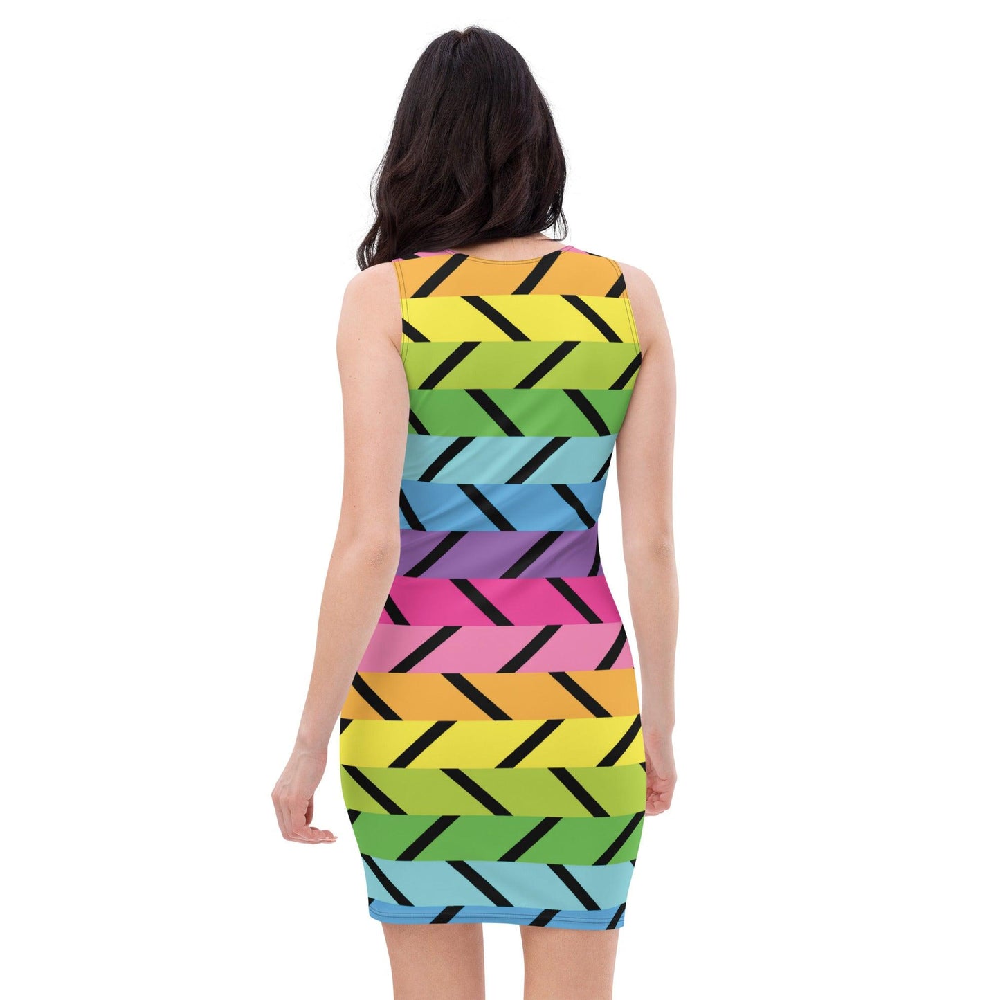 Rainbow Stripe Bodycon Dress for Raves