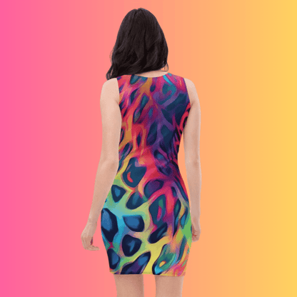 Neon Leopard Print Bodycon Dress for Festivals