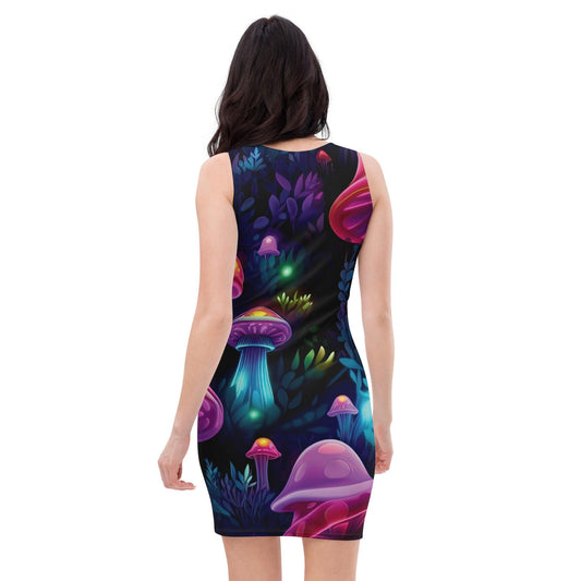 Vibrant Mushroom Bodycon Dress for EDM Festivals