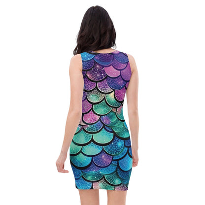 Vibrant Mermaid Scale Bodycon Dress