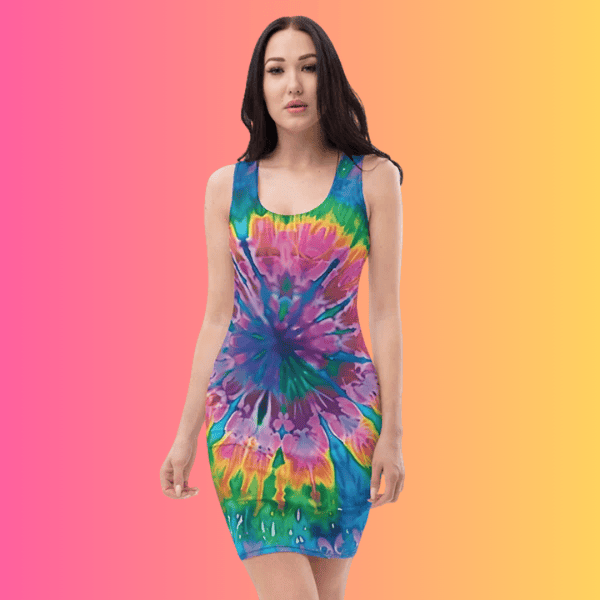 Vibrant Groovy Tie-Dye Bodycon Dress for Rave Lovers