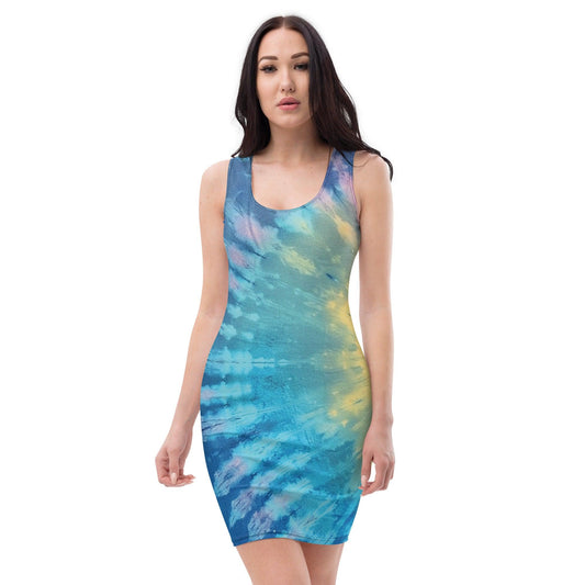 Vibrant Tie-Dye Bodycon Dress for Raves and Festivals