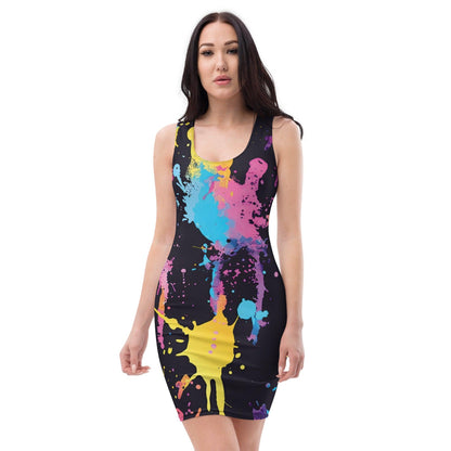 Vibrant Paint Splatter Bodycon Dress for Festivals