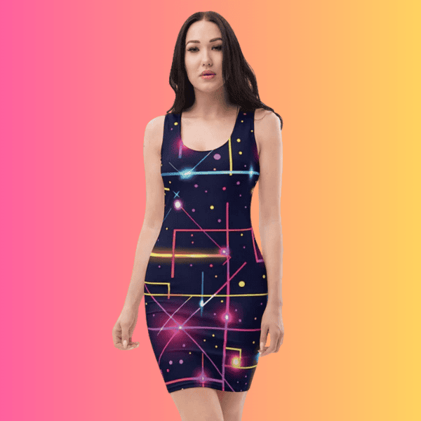 Vibrant Abstract Bodycon Festival Dress for Rave Lovers