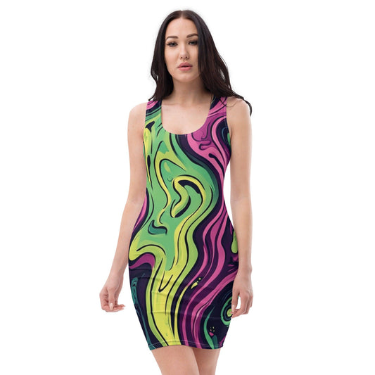 Vibrant Abstract Bodycon Dress for Festivals