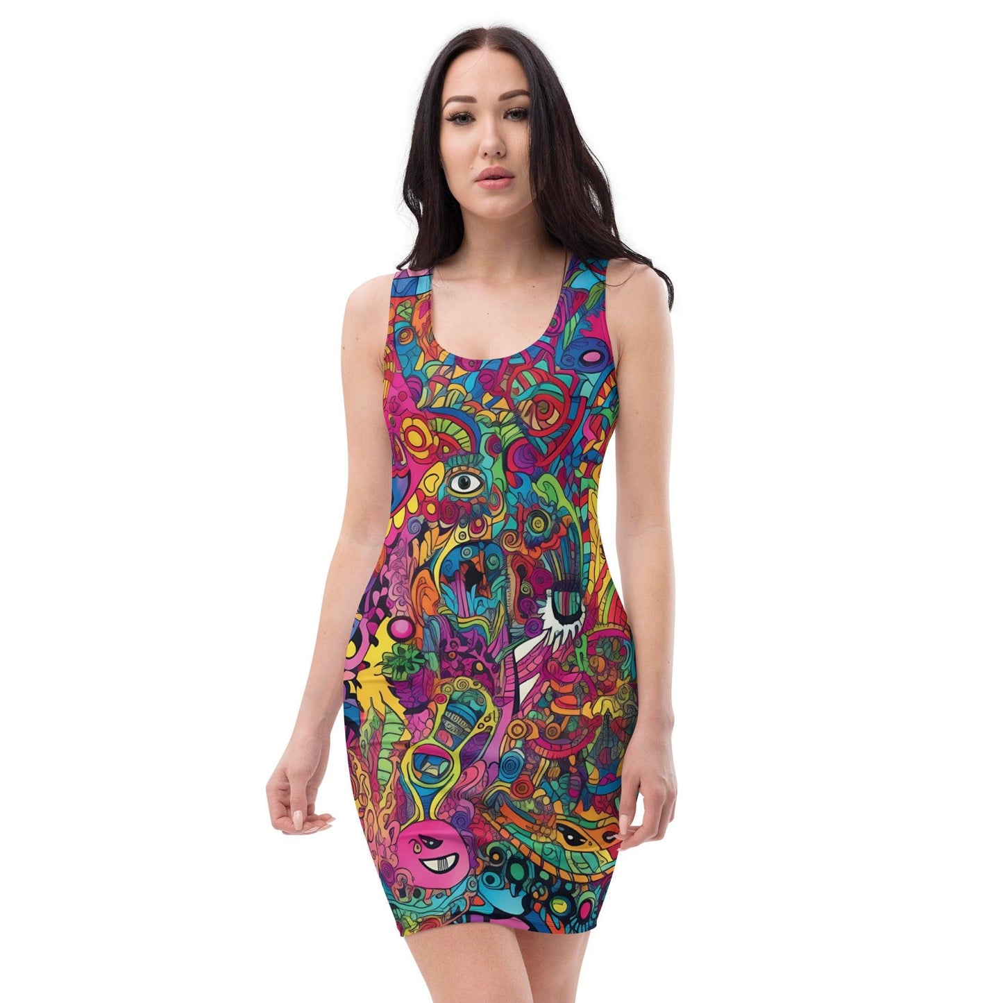 Acid Universe Bodycon Dress for Rave & EDM Festivals