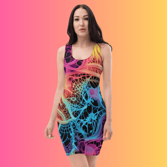 Electric Neon Lace Bodycon Dress for Festival Vibes