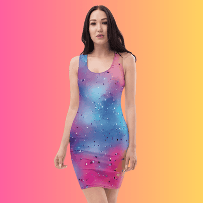Vibrant Alcohol Ink Bodycon Dress for EDM Festivals