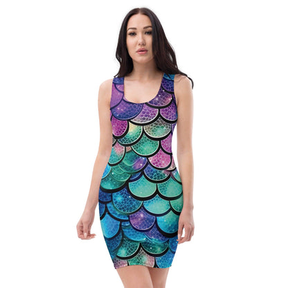 Vibrant Mermaid Scale Bodycon Dress