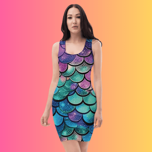 Vibrant Mermaid Scale Bodycon Festival Dress