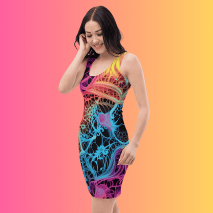 Electric Neon Lace Bodycon Dress for Festival Vibes