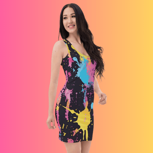 Vibrant Paint Splatter Bodycon Dress for Festivals and Raves