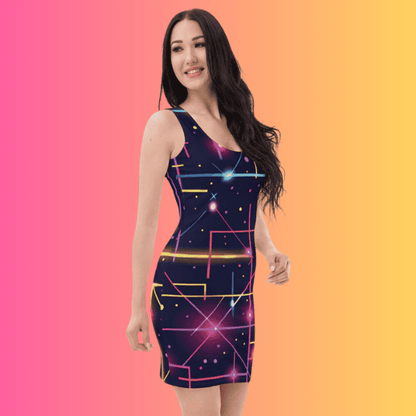 Vibrant Abstract Bodycon Festival Dress for Rave Lovers