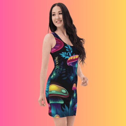 Psychedelic Mushroom Bodycon Dress for Festival Vibes