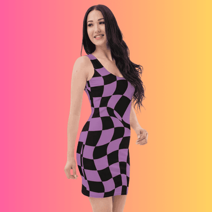 Electric Vibes Checkered Bodycon Dress for Festivals