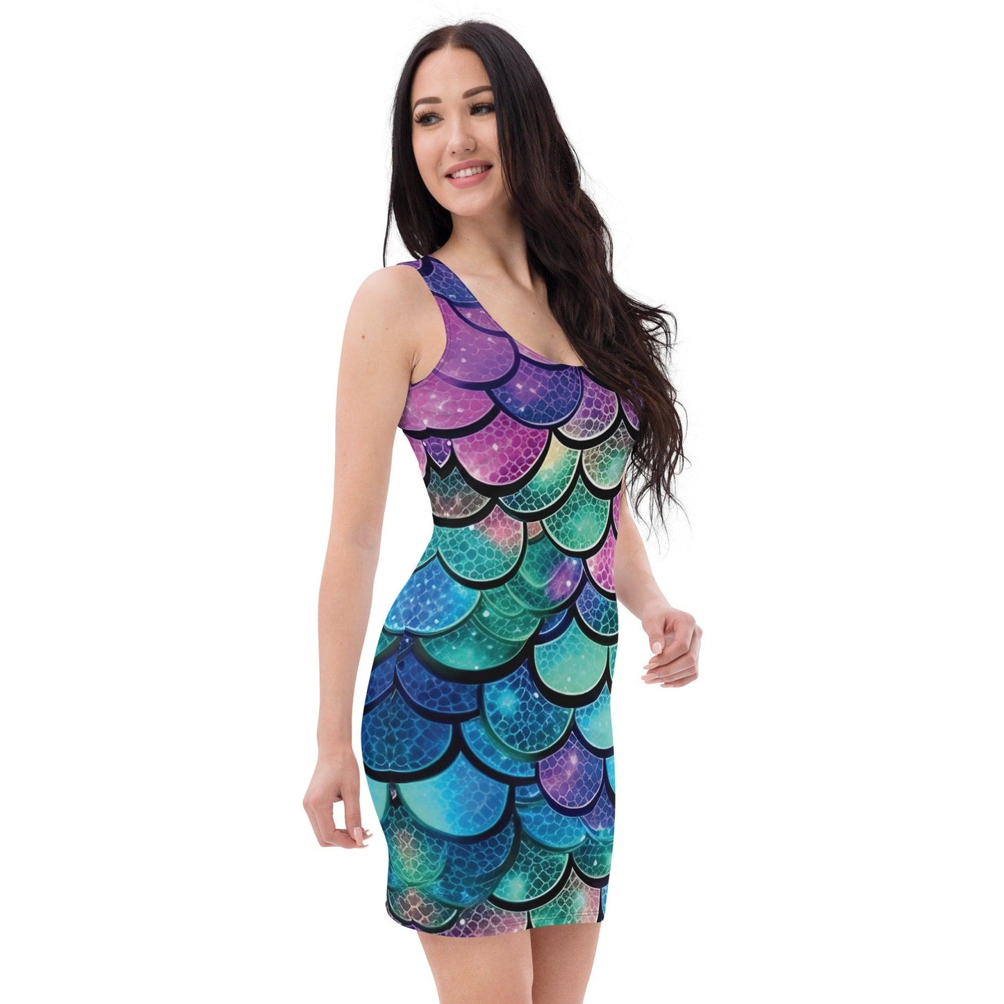 Vibrant Mermaid Scale Bodycon Dress