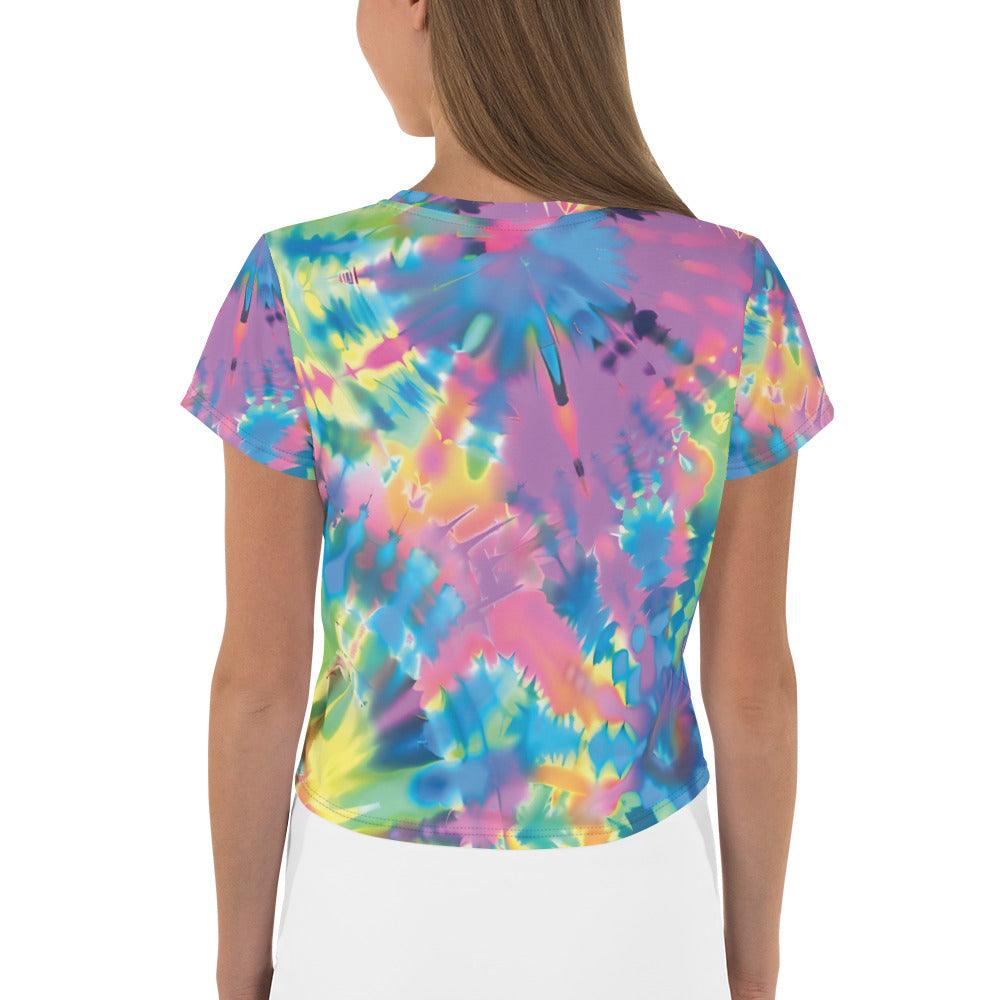 Playful Tie-Dye Crop Tee for Raves