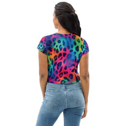 Neon Leopard Print Crop Tee