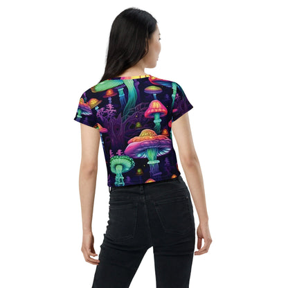 Vibrant Mushroom Crop Tee for Festivals & Raves