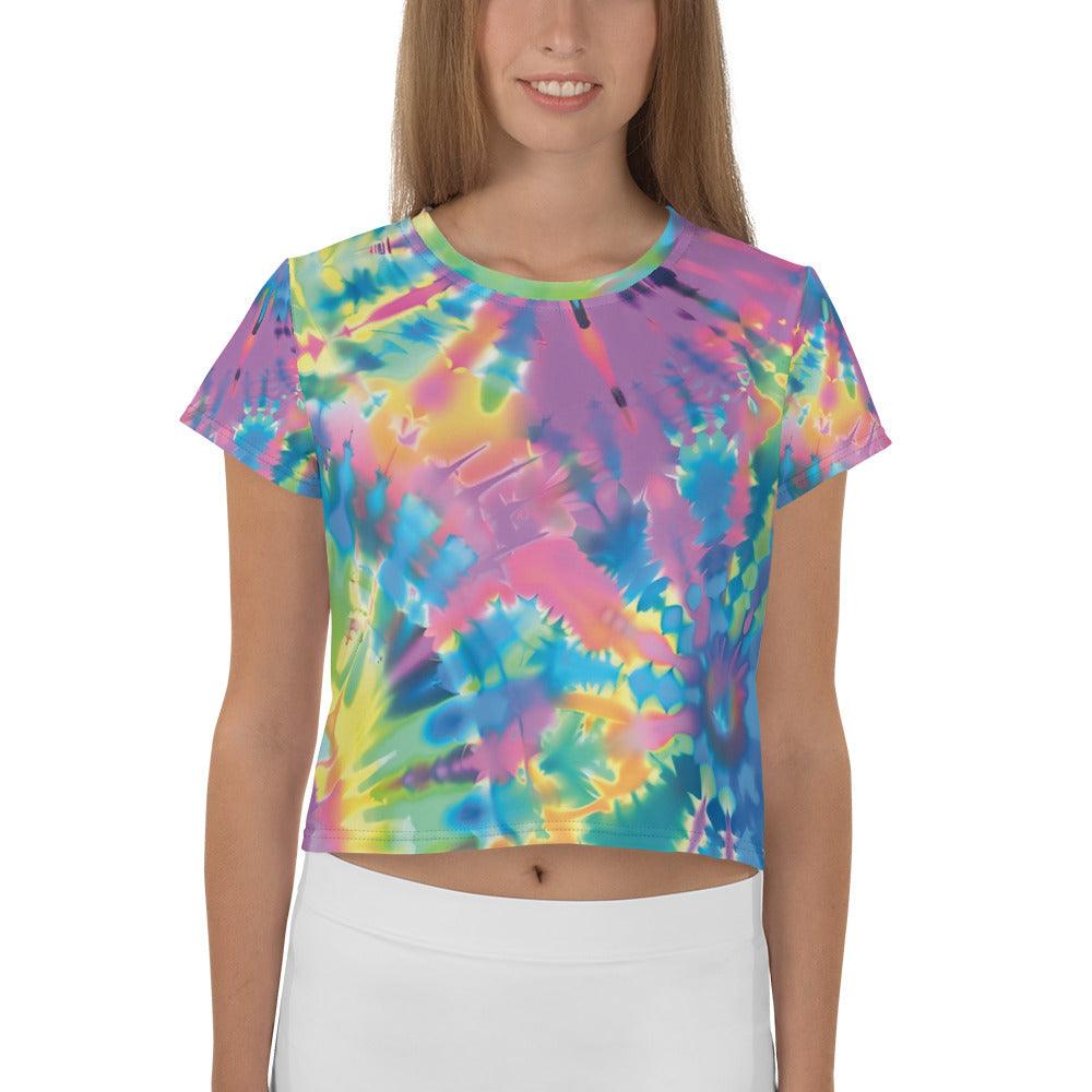 Playful Tie-Dye Crop Tee for Raves