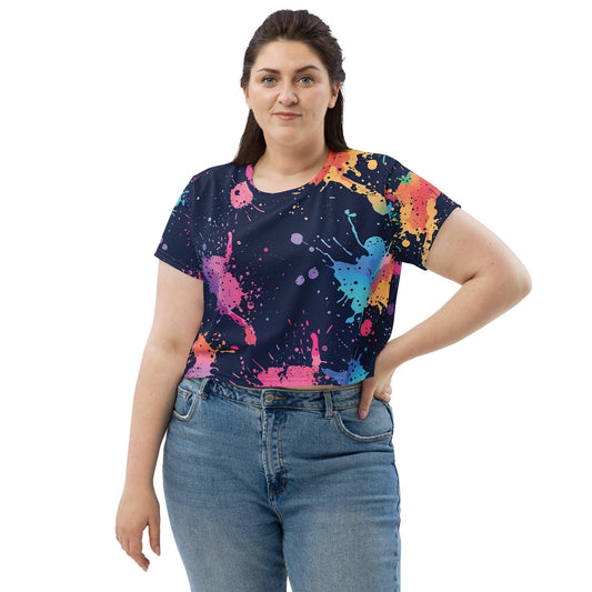 Vibrant Paint Splatter Crop Tee for Raves