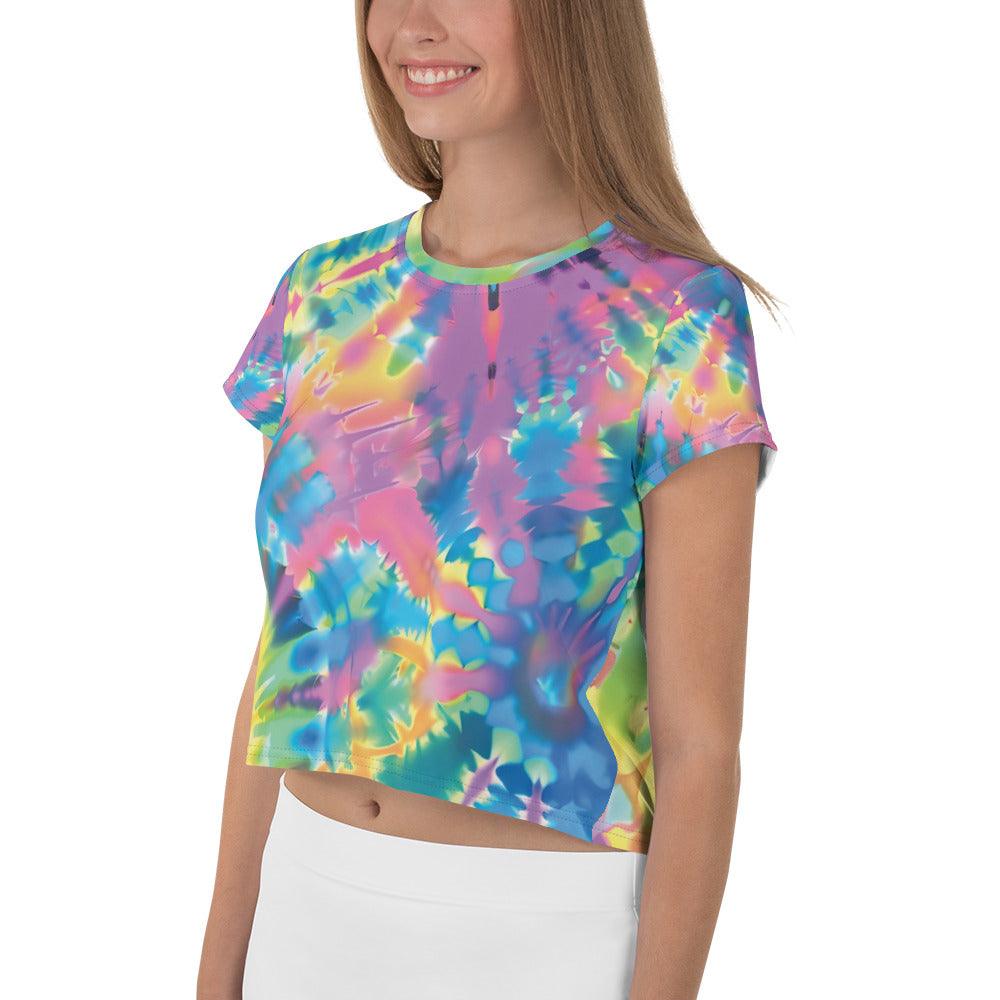 Playful Tie-Dye Crop Tee for Raves