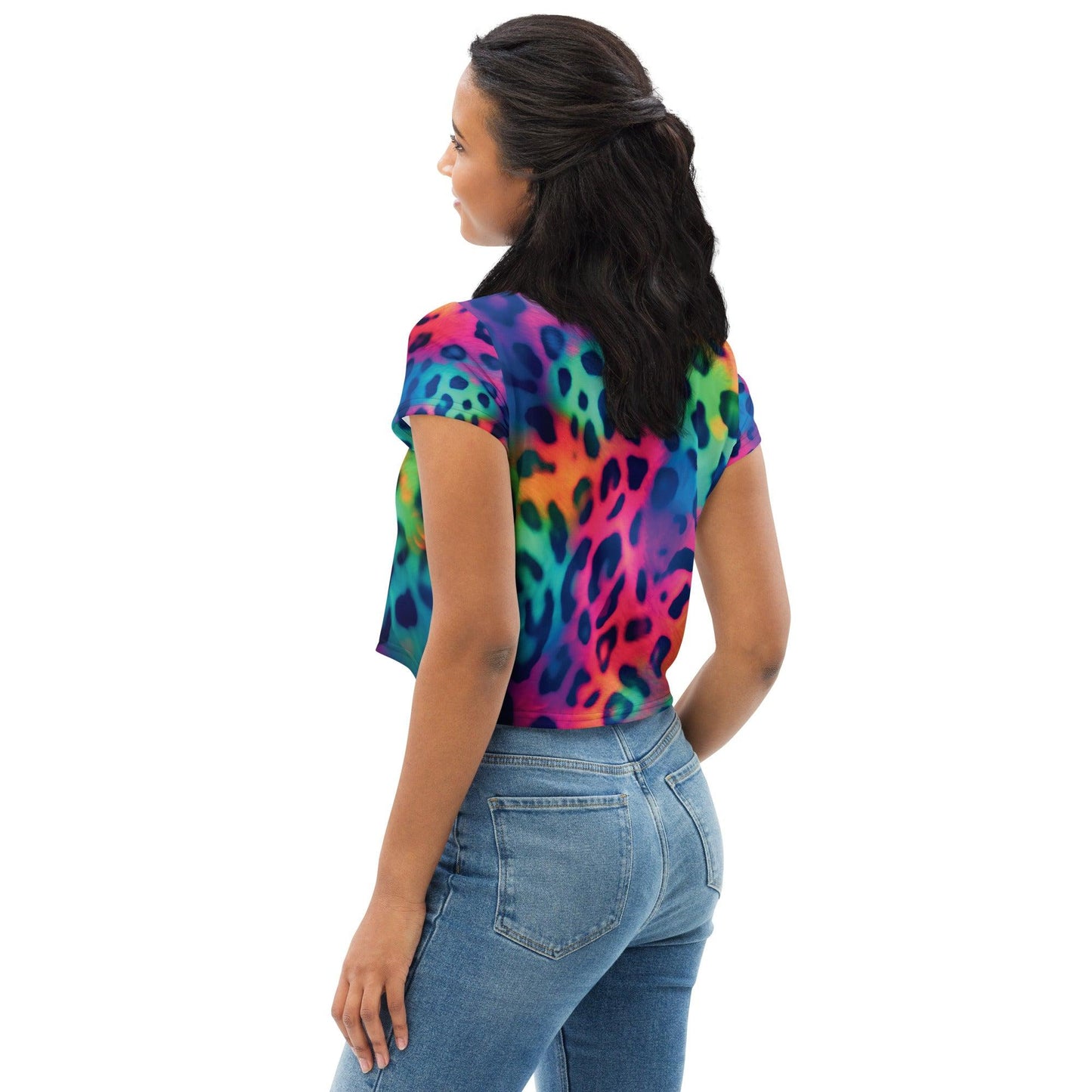 Neon Leopard Print Crop Tee