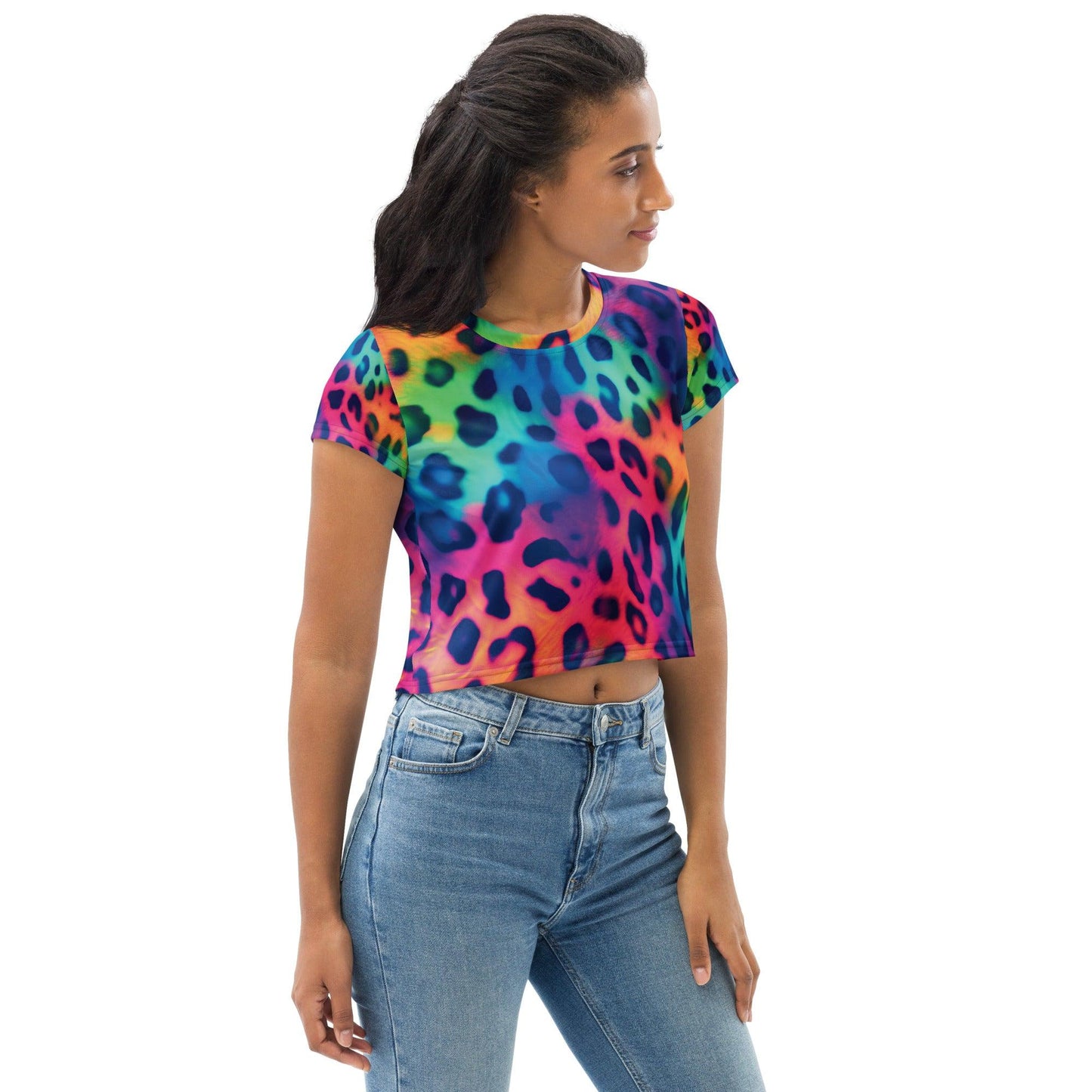 Neon Leopard Print Crop Tee