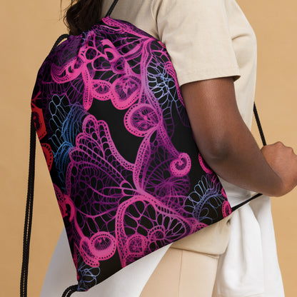 Neon Lace Drawstring Bag - Rave Ready!