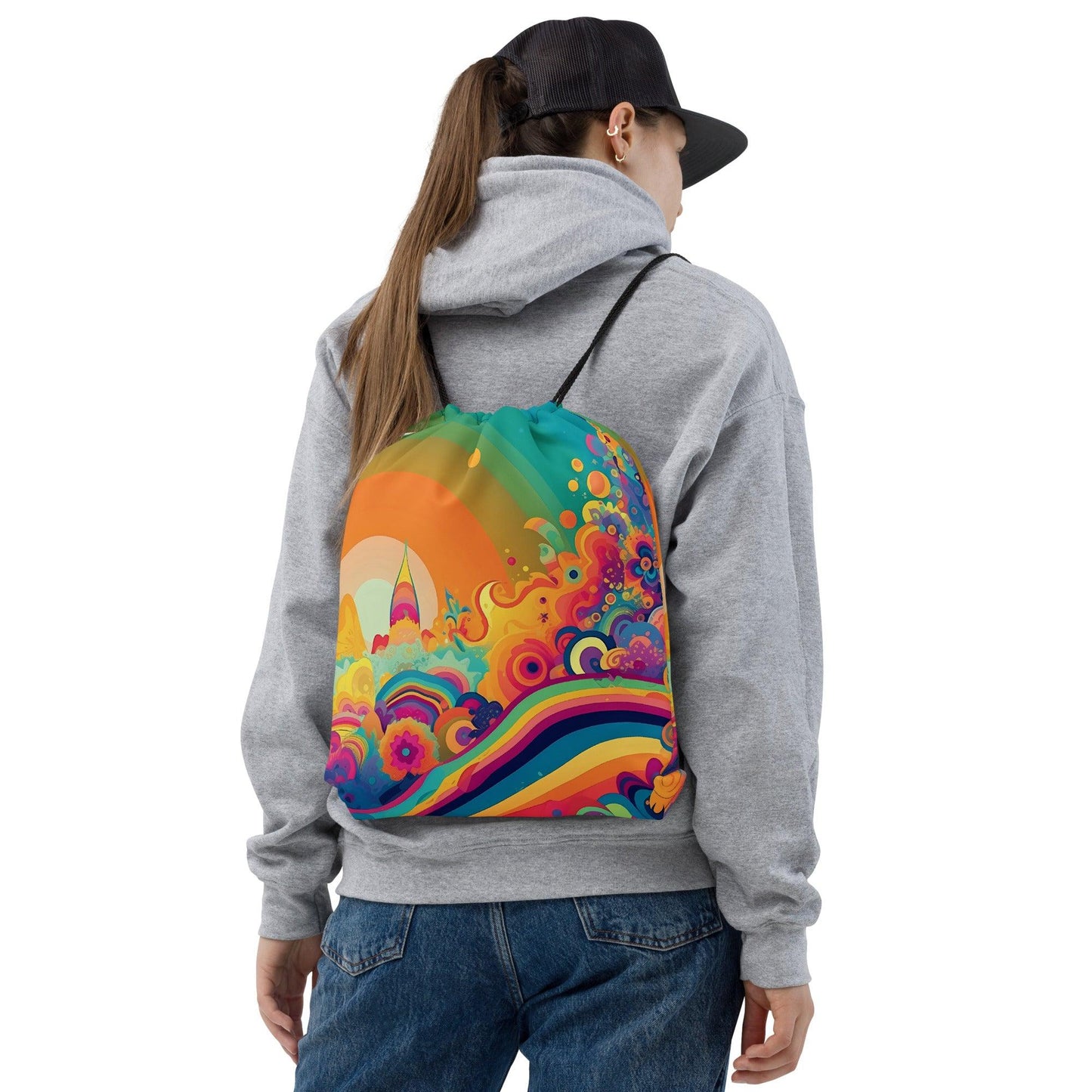 Trippy Universe Festival Drawstring Bag