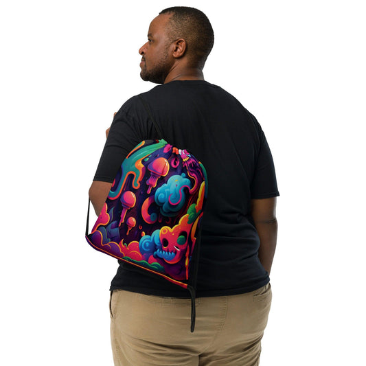 Trippy Universe Drawstring Bag for Raves & Festivals