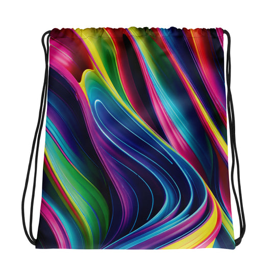 Neon Swirl Drawstring Bag for Raves & Festivals