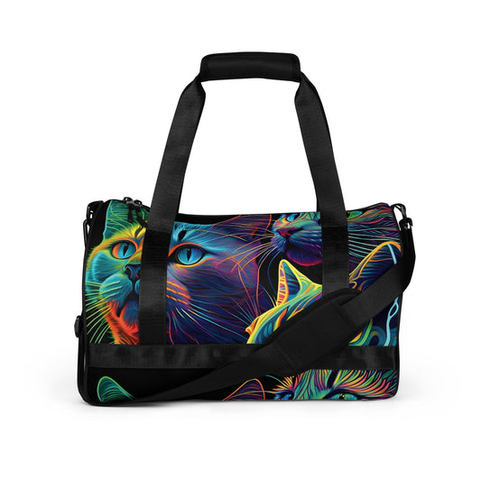 Neon Trippy Cat Festie Travel Bag