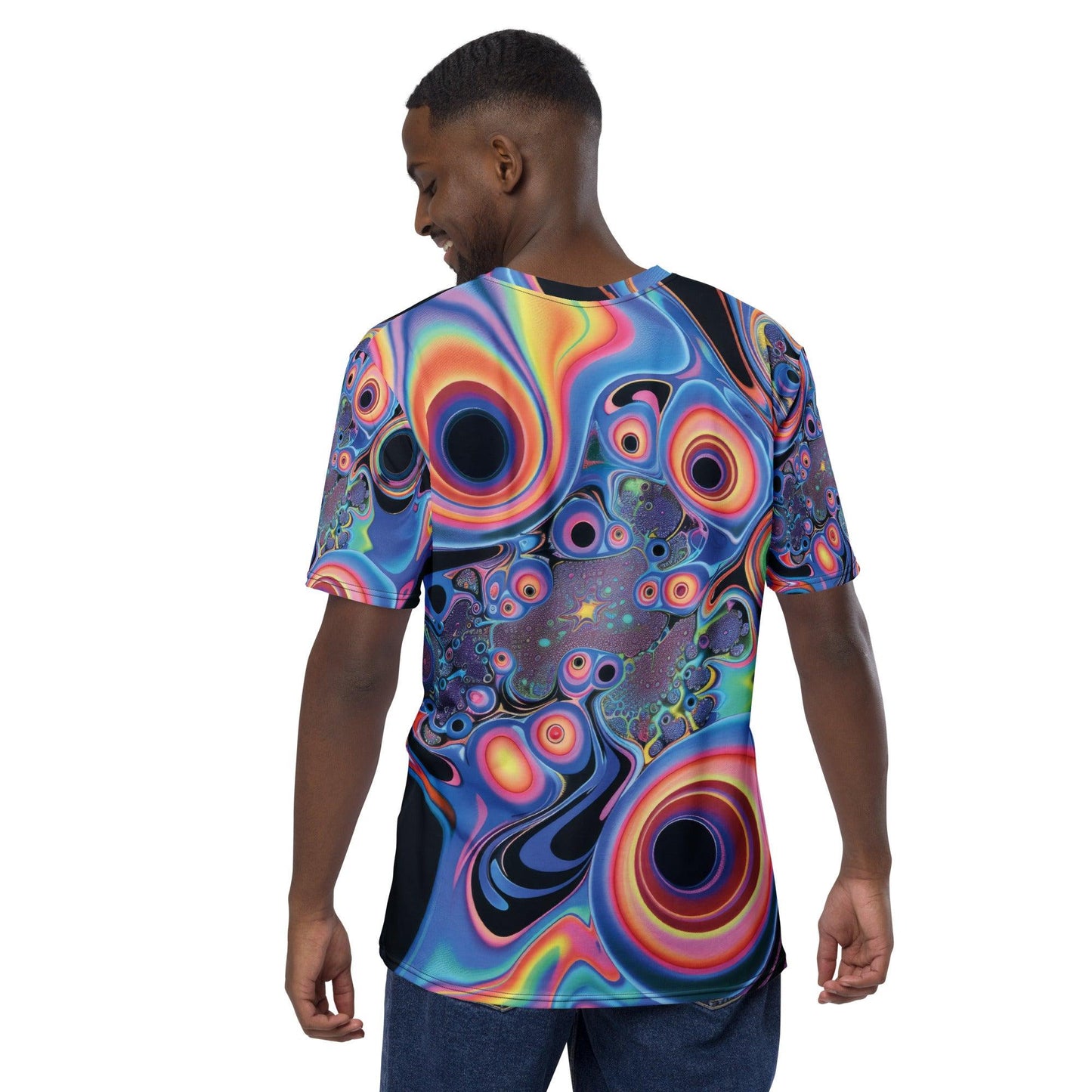 Vibrant Trippy Abstract Men's T-Shirt for Festivals