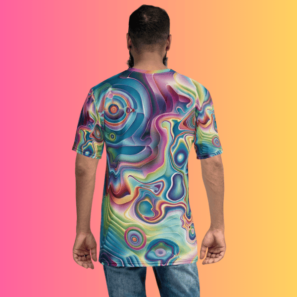 Vibrant Trippy Abstract Men's T-Shirt - Ideal for Raves and Festivals, Perfect for EDM Fans