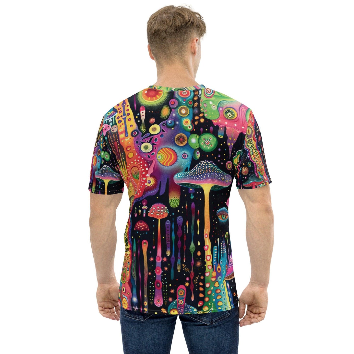 Vibrant Trippy Abstract Men’s T-Shirt for Festivals