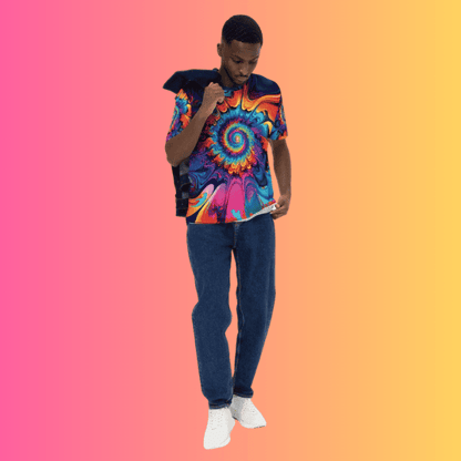 Vibrant Tie-Dye Men's T-Shirt for Raves and Festivals