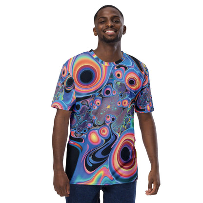 Vibrant Trippy Abstract Men's T-Shirt for Festivals