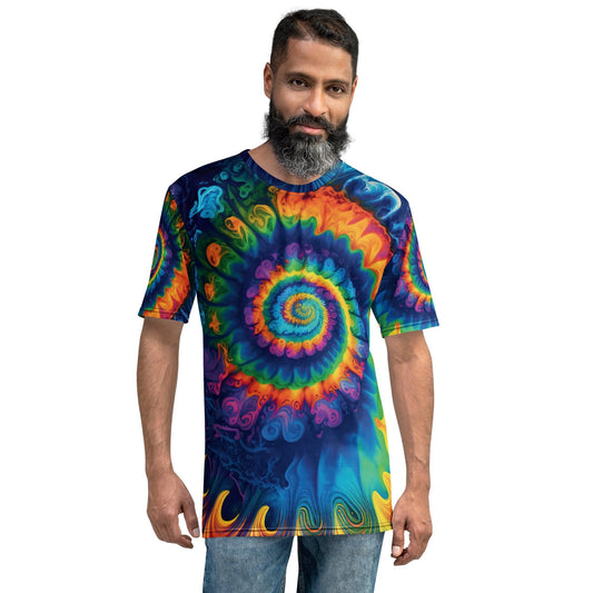 Playful Tie-Dye Men's T-Shirt for Raves and Festivals