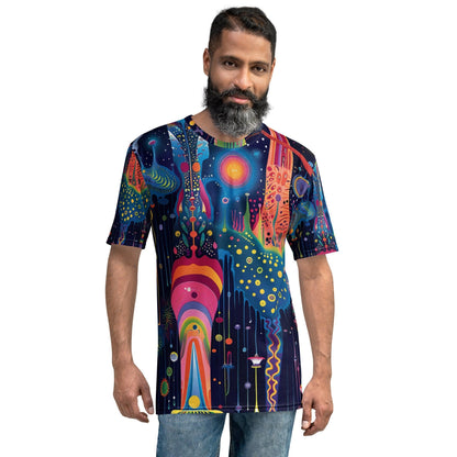 Vibrant Trippy Abstract Men's T-Shirt for Festivals