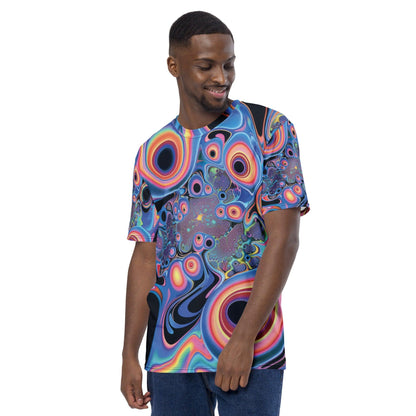 Vibrant Trippy Abstract Men's T-Shirt for Festivals