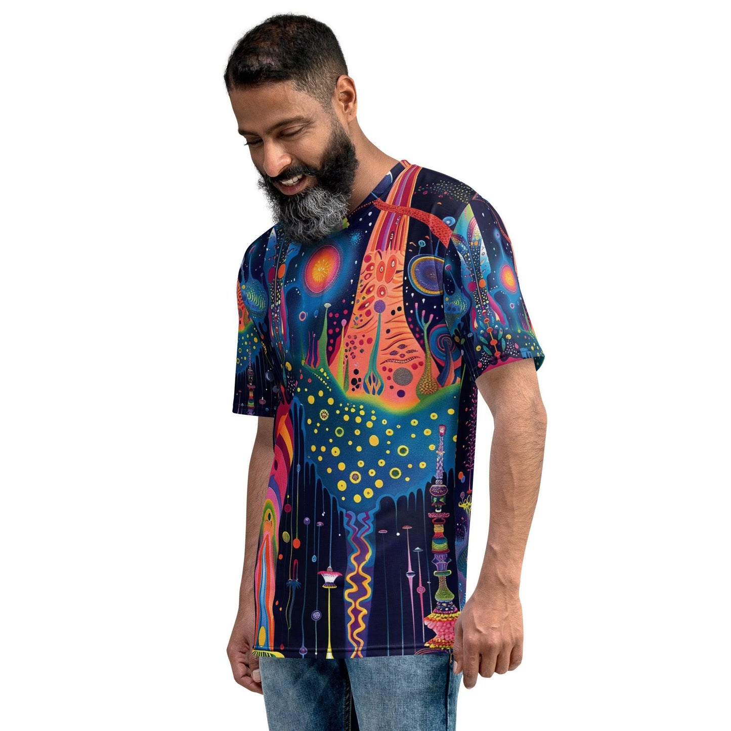 Vibrant Trippy Abstract Men's T-Shirt for Festivals