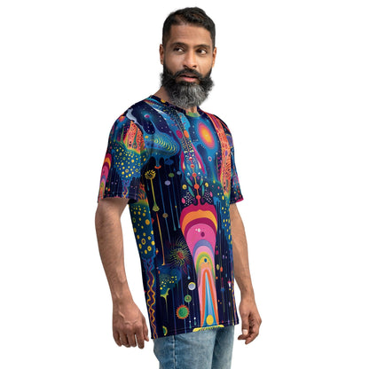 Vibrant Trippy Abstract Men's T-Shirt for Festivals